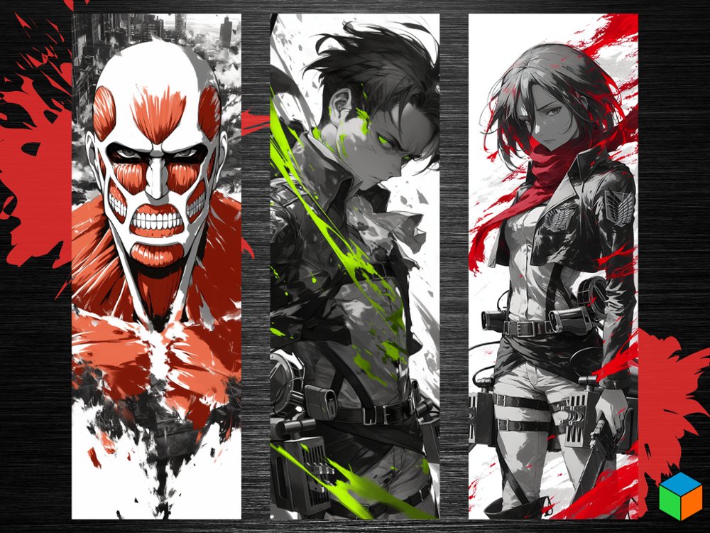 Colossal Titan, Levi & Mikasa Bookmark Set – AOT