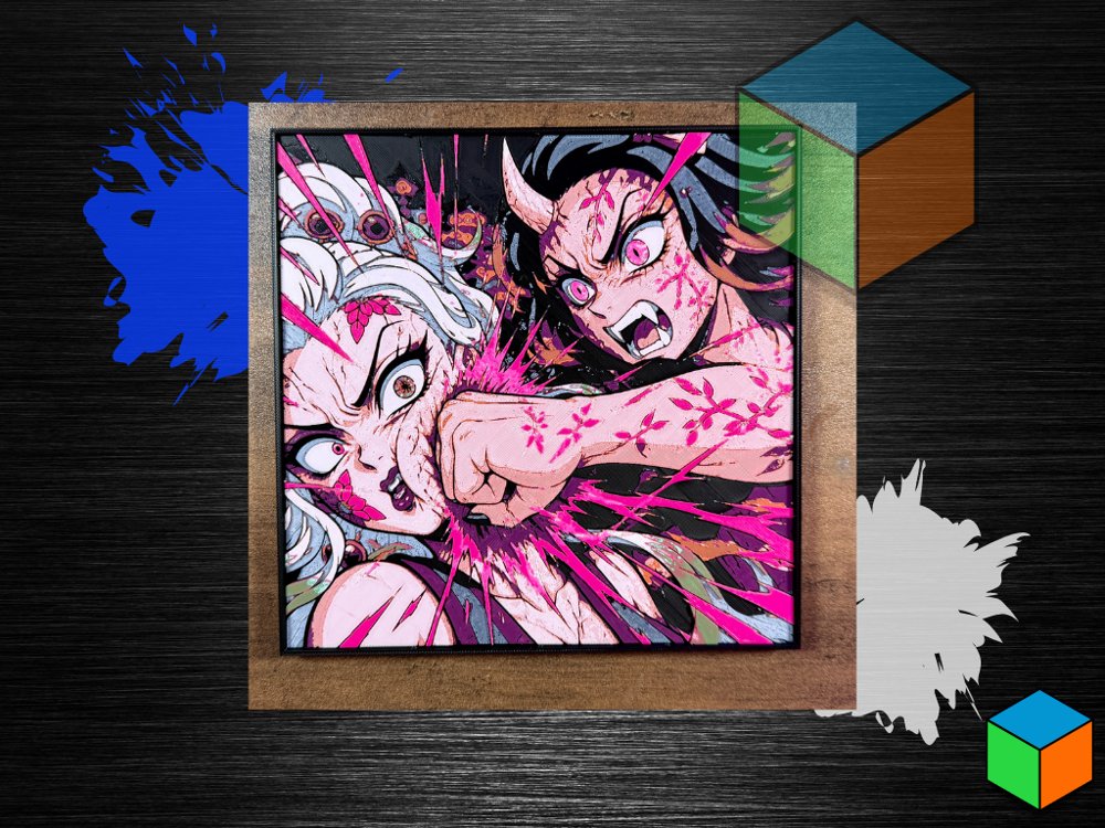 Nezuko vs Daki — HueForge Wall Art