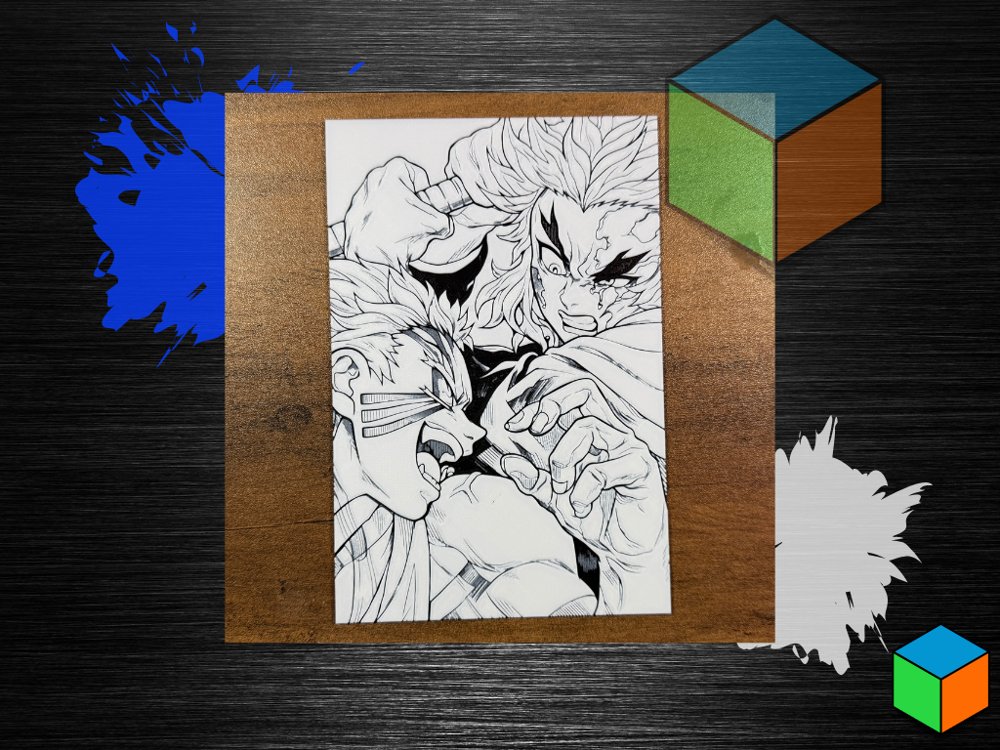 Rengoku vs Akaza — HueForge Wall Art