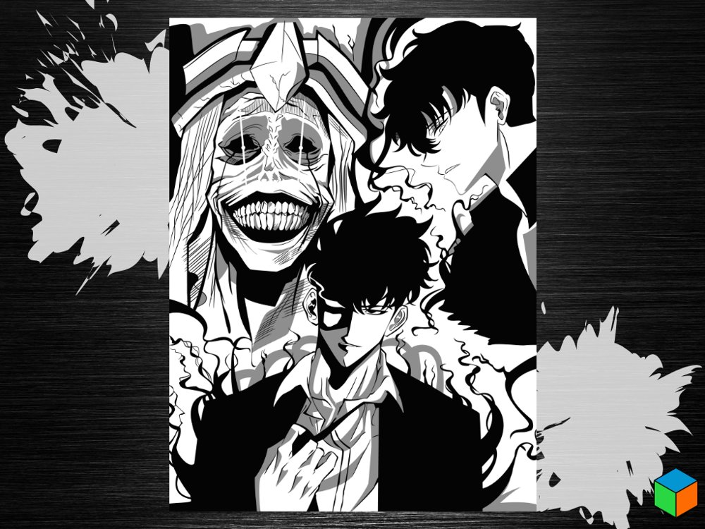 Solo Leveling Black & White Poster — Manga